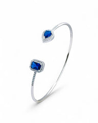 Pear Drop Rect Open Bangle (Blue) - Zilara Store