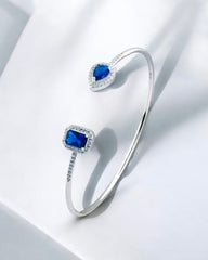 Pear Drop Rect Open Bangle (Blue) - Zilara Store