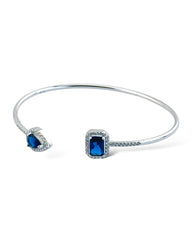 Pear Drop Rect Open Bangle (Blue) - Zilara Store