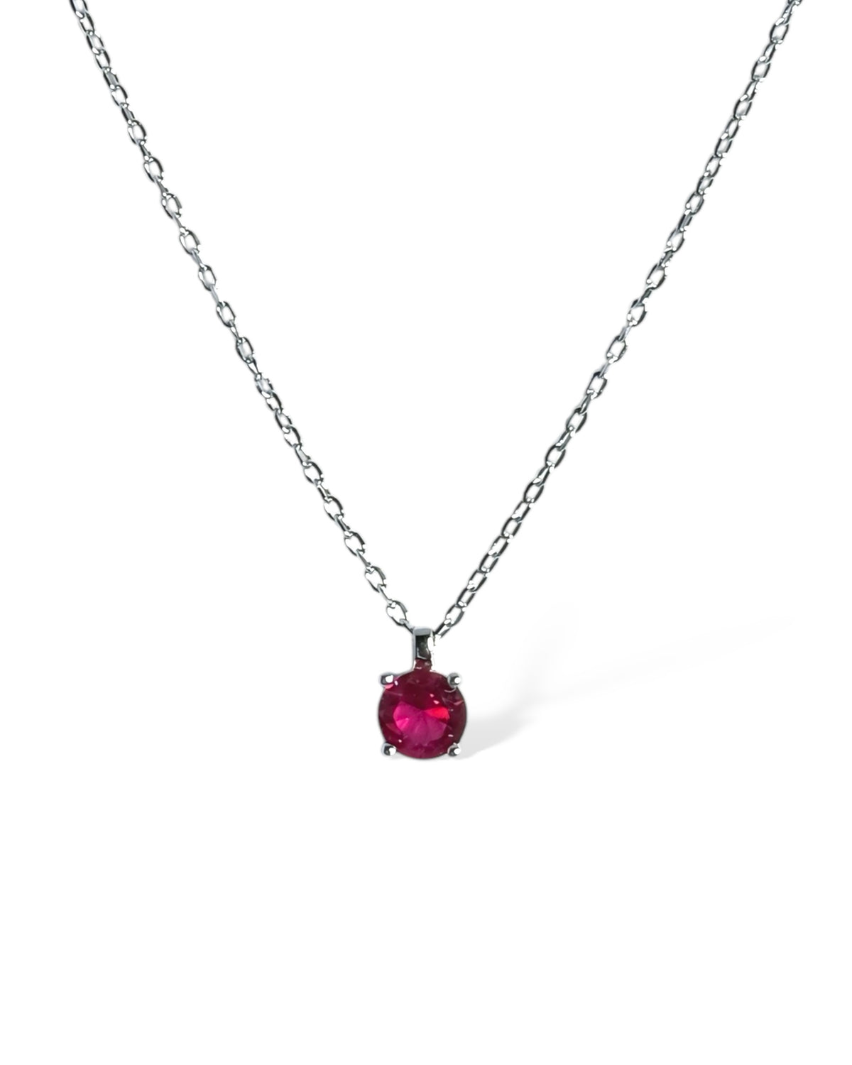 Sparkling Collier Round Pendant Necklace (Red)