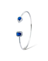 Pear Drop Rect Open Bangle (Blue) - Zilara Store