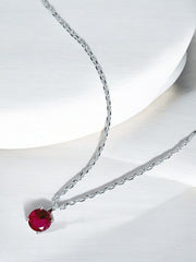 Sparkling Collier Round Pendant Necklace (Red)