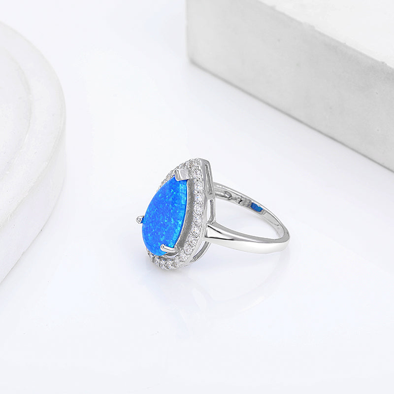 Zilara Blue Opal Drop Ring -Blue Opal Edition