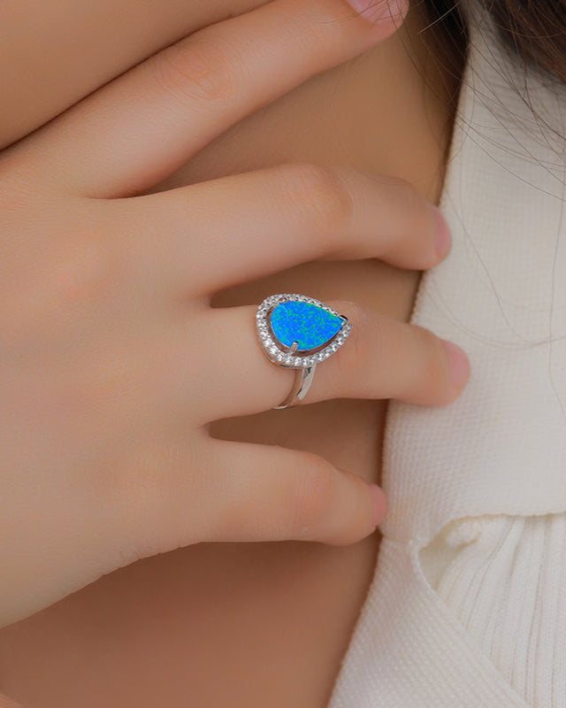 Zilara Blue Opal Drop Ring -Blue Opal Edition