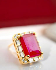 Rect Sparkle Halo Stud Earrings (Maroon) - Zilara Store