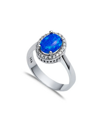 Zilara Blue Opal Oval Ring -Blue Opal Edition